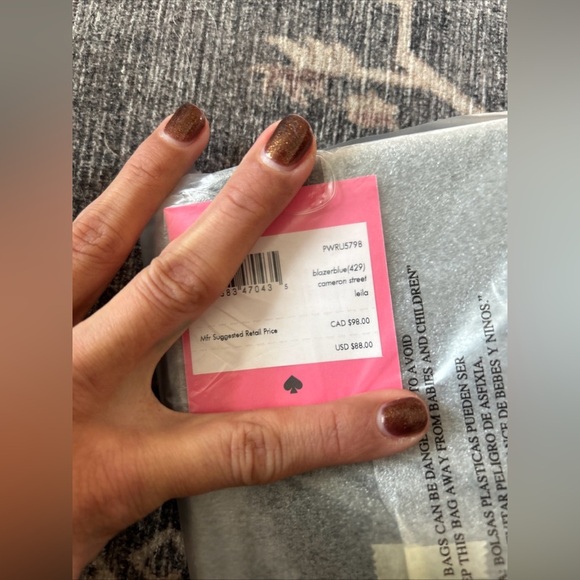 NWT Kate Spade New York Cameron Street Leila Leather Wristlet Blazer Blue - Picture 7 of 8